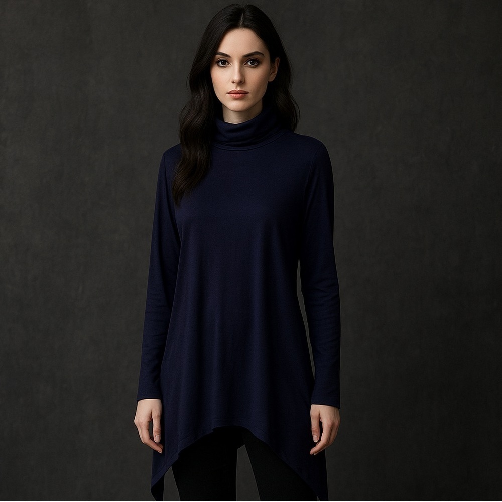 T Tahari Blue Asymmetrical Tunic Top Women’s S Witchy Goth Boho Lagenlook